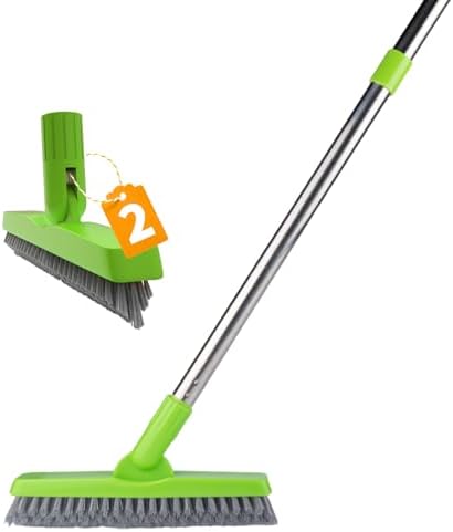2 Pack Grout Brush with Long Handle, Swivel Cleaning Grout Line Scrubber by ITTAHO