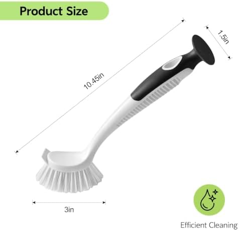 SetSail Dish Brush with Handle Suction Cup Kitchen Scrub Brush 3 Pack Black - Image 2