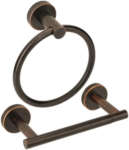 Oil Rubbed Bronze Toilet Paper Holder, Stainless Steel Towel Ring, Double Post by Ntipox