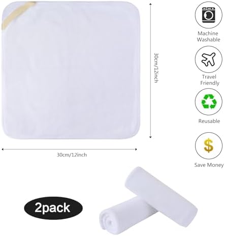 SINLAND Microfiber Facial Cloths Fast Drying Washcloth 12inch x 12inch White 2 - Image 2