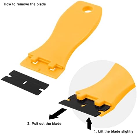FOSHIO 20PCS Yellow Plastic Razor Blade Scraper Tool - Image 4