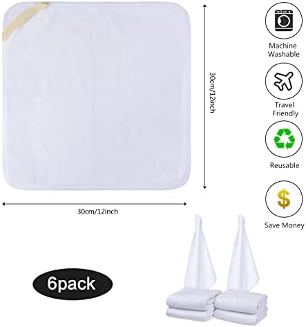 SINLAND Microfiber Facial Cloths Fast Drying Washcloth 12inch x 12inch White 6 - Image 3