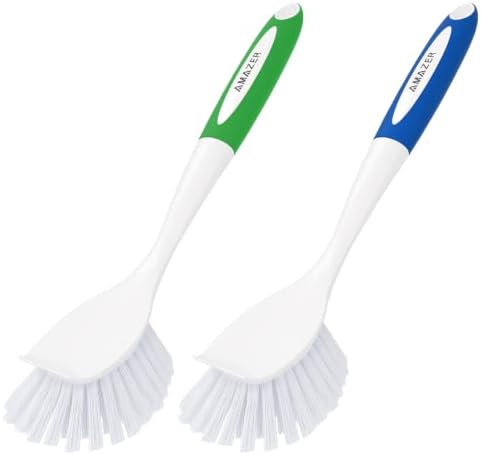Amazer Dish Brush with Handle, 2 Pack Kitchen Scrub Brushes by Amazer