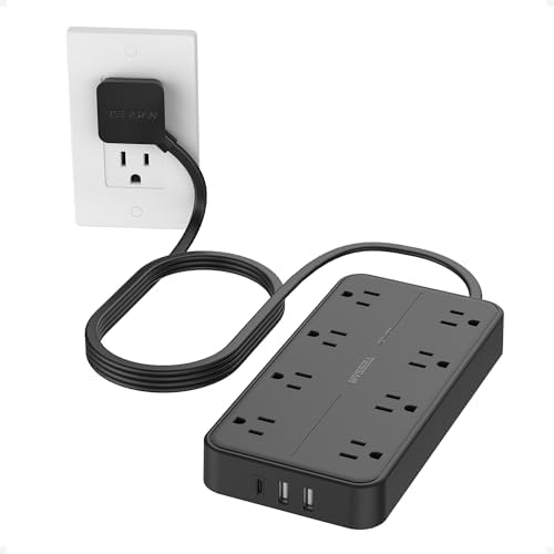 TESSAN Power Strip Surge Protector, 5FT Flat Plug Extension Cord by TESSAN