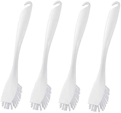Dishwashing Brush with Hangable Long Handle, Built-in Scraper, Scrub Brush by DODXIAOBEUL