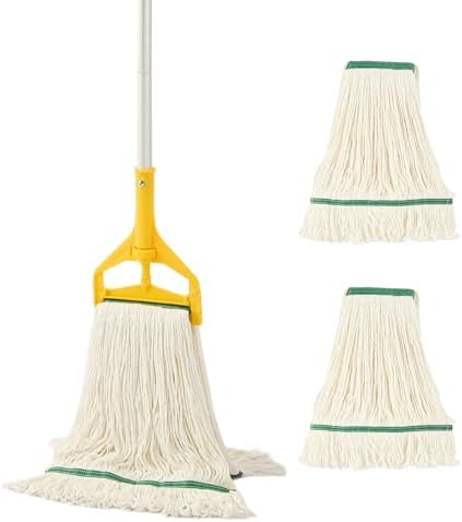 Commercial Industrial Mop with 59" Long Handle & 3 Replacement Mop Heads by Midoneat
