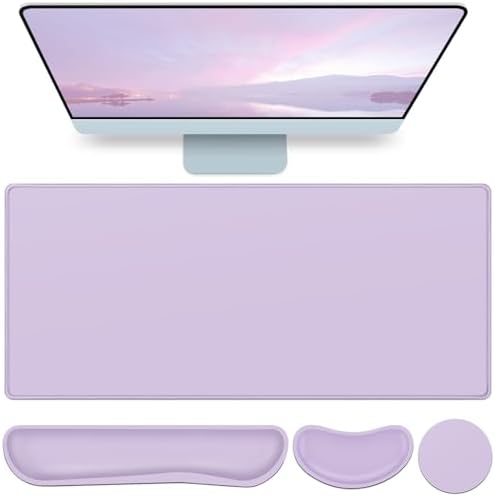 Desk Mat Purple, Large Gaming Mouse Pad by QOMOLAMA