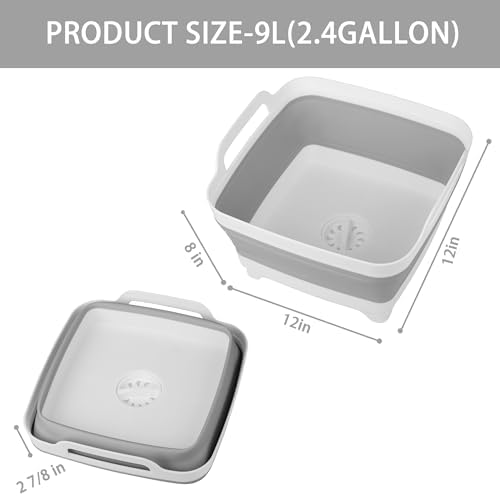 Dishpan for Washing Dishes, 2.4Gal/9L Wash Basin - Image 2