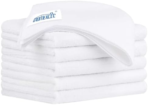HOMEXCEL White Microfiber Cleaning Cloth 6 Pack 12.5 x 12.5 inch Microfiber by HOMEXCEL