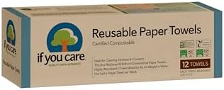 If You Care Reusable Paper Towels– 12 CT Sheets – 100% Natural, Compostable by IfYouCare