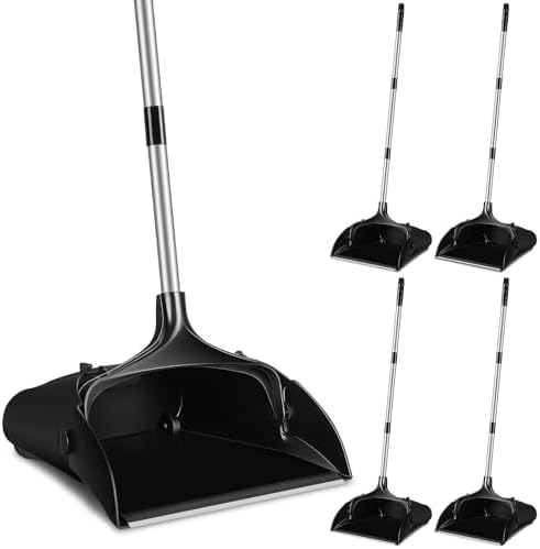 Maxcheck 4 Pcs 37'' Upright Lobby Dust Pan Plastic Bulk by Maxcheck
