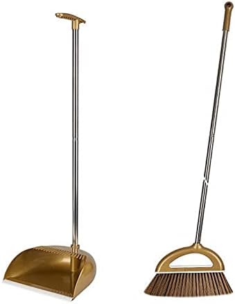 Upgrade Long Handle Broom with Stand Up Dustpan Combo Set by Bavokon