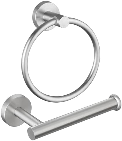 Bathroom Hardware Set, Towel Ring & Toilet Paper Holder, Stainless Steel SUS304 by Kinbery