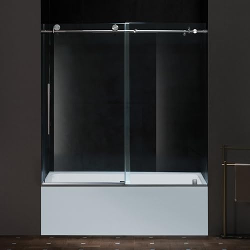 Woodbridge Frameless Single Sliding Shower Doors in Brushed Nickel Finish by Unknown