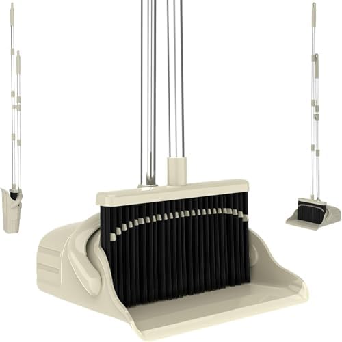 Broom and Dustpan Set, 52-Inch Adjustable Long Handle by AISHUJIE