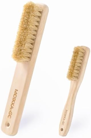 Large + Small Wood Laundry Stain Brush Set, Boar Bristles, Wooden Handle by Unknown