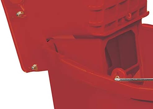 Winco 36 qt Red Plastic Mop Bucket on Wheels - Image 4