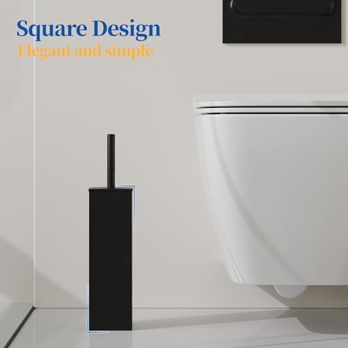 RUACQ Toilet Brush and Holder Set, Matte Black, 2 Pack - Image 2