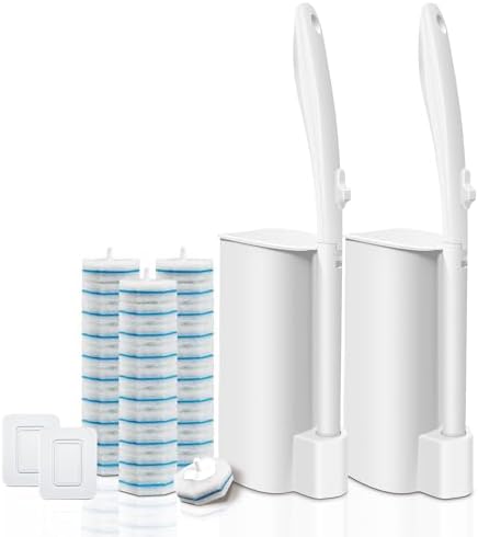 2 Pack Disposable Toilet Brush and Holder Set by HOMEBETTER