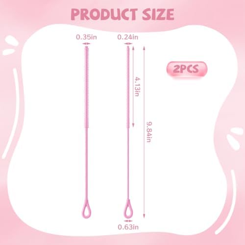 AONEZ Pink Silicone Straw Cleaner Brushes, 2 Pack, 0.24" & 0.35" Sizes - Image 2