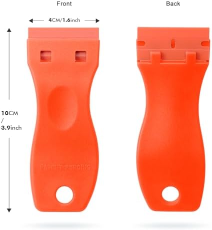 FOSHIO 2PCS Orange Plastic Razor Blade Scraper Tool and 100PCS Orange Plastic - Image 3