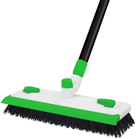 Floor Scrub Brush with Long Handle, 3-in-1 Scrape Scrubber Brush with Squeegee by Unknown