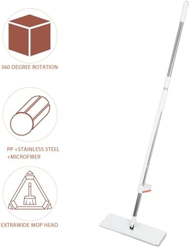 Microfiber Flat Mop with 2 Reusable Pads, 50 Inch Adjustable Self Wringing - Image 3