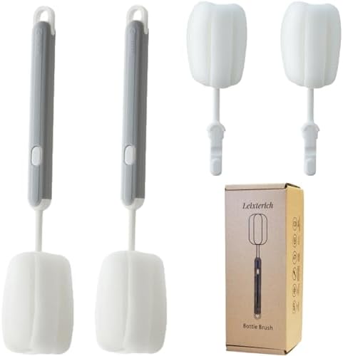Bottle Brush Long Handle Cup Cleaner Brush Sponge Bottle Scrubber Detachable by Unknown