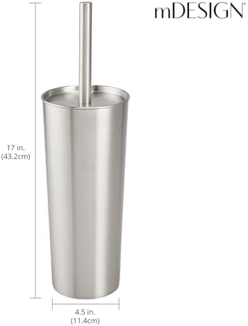 mDesign Slim Metal Toilet Brush Set - Image 4