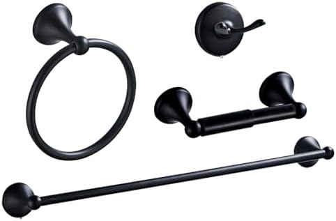 Classic Bathroom Hardware Accessory 4-piece Set, Matt Black by Unknown