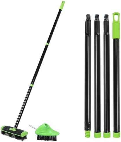 3-in-1 Floor Scrub Brush with Long Handle, Weed Brush by VOJQQL