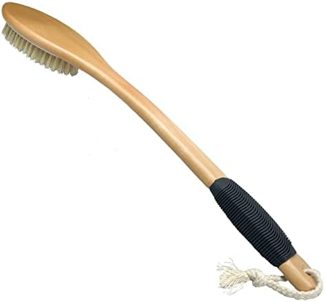 OWIIZI Bath Brush Wooden Curved Long Handle Antiskid Shower Brush by OWIIZI