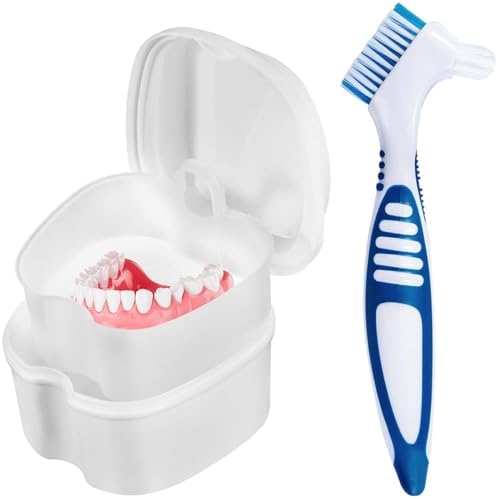 KISEER White Denture Bath Case Cup Box Holder Storage Container by KISEER