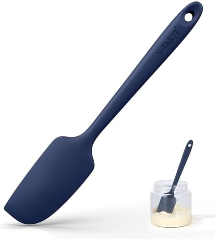 U-Taste Small Mini Silicone Spatula, 9in Rubber Jar Scraper, Midnight Blue by U-Taste
