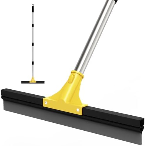 Large Heavy-Duty Floor Squeegee, 18” Rubber Blade Broom & 62” Long Handle Floor by Unknown
