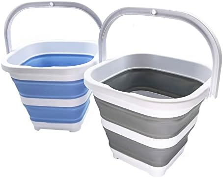 SAMMART Collapsible Rectangular Cleaning Bucket 5L- Foldable Camping Beach Sand by SAMMART