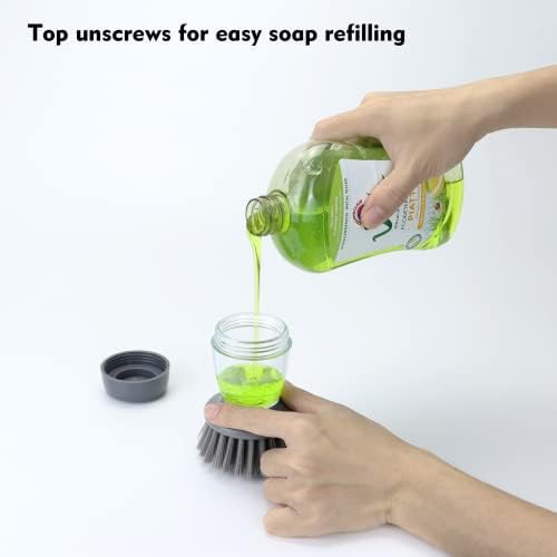 DAPOWER Dish Brush with Soap Dispenser, Kitchen Scrub Brush - Image 3