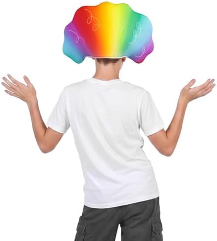 Rainbow Afro Explosion Sponge Mop Hair Hat Funny Crazy Wig Cap - Image 3