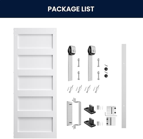 SMARTSTANDARD 30x84 inch White Barn Door - Image 7