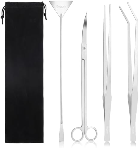 Segarty Longer Aquarium Aquascaping Tools, 4 in 1 Stainless Steel Silver by Segarty