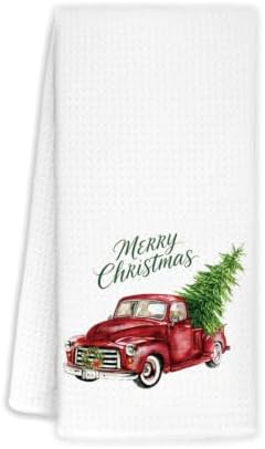 Farmhouse Christmas Tree Truck Kitchen Hand Towels 16"x24" by Unknown