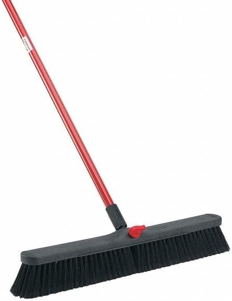 24 in Sweep Face Smooth Surface Push Broom, 3 in Bristle, 60 in L Red Handle by MOLLIFII