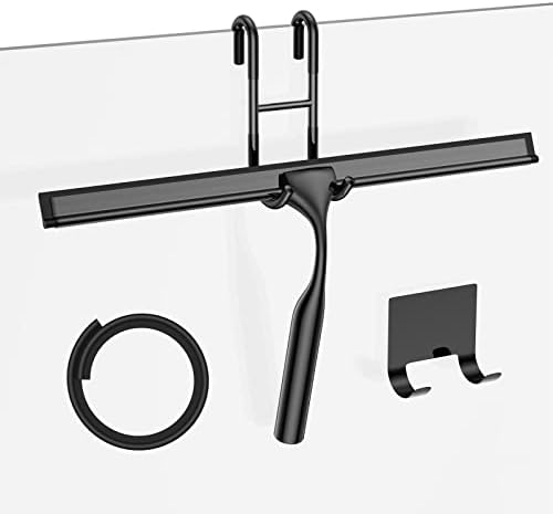 Black 14-Inches Stainless Steel Shower Squeegee Set, Include Shower Door Hook by SSTOOHL