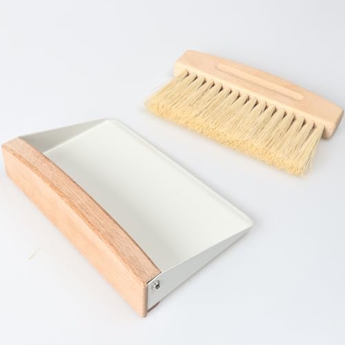 Mini Dustpan and Brush Set, Small Beechwood Broom and Dust Pan Set, Portable by Nokiils