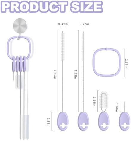 YOTIME 4in1 Straw Cleaner Brush Set, Reusable Standing Straw Brushs - Image 2