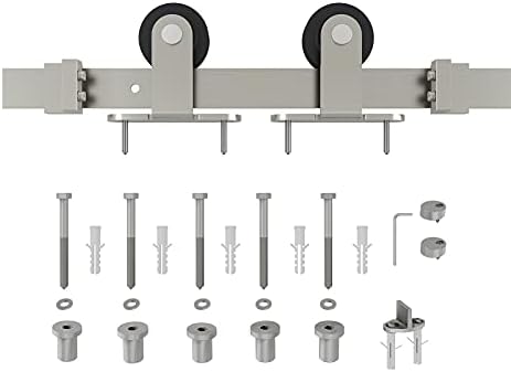 JUBEST 6 FT Brushed Nickel Sliding Barn Door Hardware Kit Smoothly and Quietly - Image 6