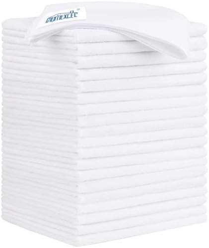 HOMEXCEL White Microfiber Cleaning Cloth 20 Pack 11.5 x 11.5 inch Microfiber by HOMEXCEL
