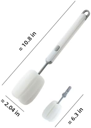 Bottle Brush Long Handle Cup Cleaner Brush Sponge Bottle Scrubber Detachable - Image 6