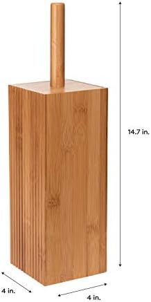 Bath Bliss Tall Square Natural Bamboo Collection, Bowl Brush, Storage Jar - Image 3
