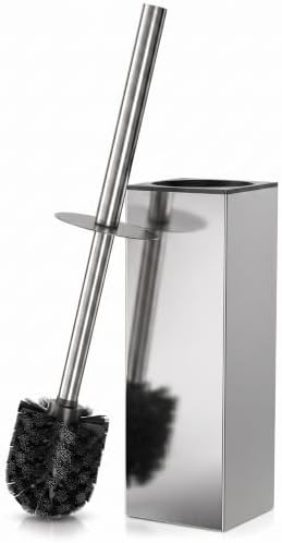 Stainless Steel Toilet Brush and Holder Set, Square Shape by Novsix